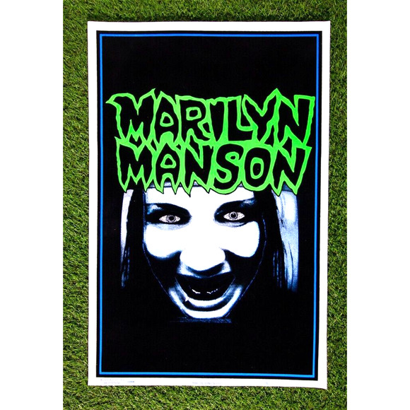 Marilyn Manson Flocked Poster Black Light Rare VTG 1995 Winterland Scorpio NOS - Picture 3 of 8